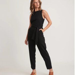 NWT MARINE LAYER Eloise Belted Jumpsuit Black Large